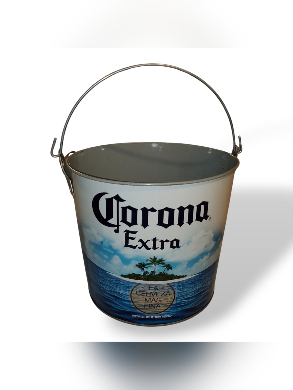 Corona Extra Branded Metal Beverage Bucket - White & Blue